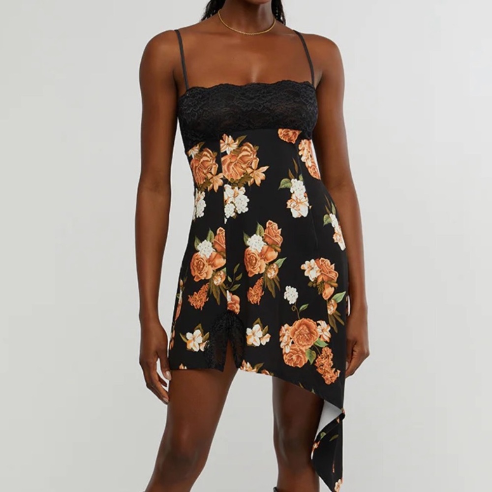 We wore what dress Lace Asymmetrical Slip Dress